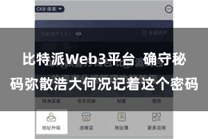 比特派Web3平台  确守秘码弥散浩大何况记着这个密码